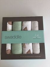 NWT ADEN + ANAIS PACK/4 MUSLIM SWADDLE SWIRL STAR BROWN MINT MULTI