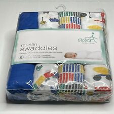 Aden + Anais Muslim Swaddle Blankets 4 Pack Trucks & Trains Baby Boys