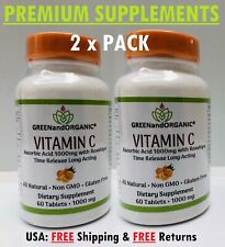 Vitamin C 1000mg Vegetarian Halal Tablets 60Ct Immune Support Time Release 2PK