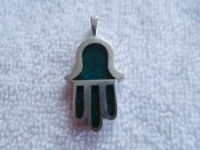 HIGH QUALITY 950 STERLING SILVER TURQUOISE STONE HAND OF GOD ISLAMIC PENDANT 