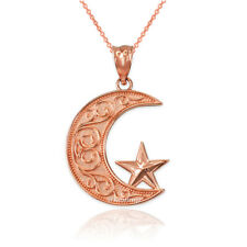 14K Rose Gold Islamic Crescent Moon Pendant Necklace