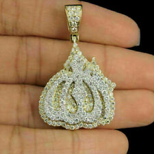 3.00 Ct Diamond Islamic Prophet Allah Pendant Charm 10k Yellow Gold Finish