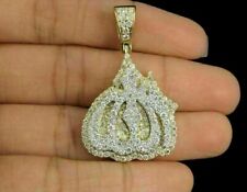Hip 14k Yellow Gold Over 2 CT Ice Diamond Islamic Prophet Allah Charm Pendant