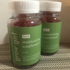 2x Grow Girl Hair Grow Moisturizing Dietary Supplements Zinc, 30 Day, 60 Count