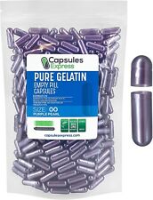 Size 00 Purple Pearl Empty Gelatin Pill Capsules Kosher Gelcaps Gel USA Halal