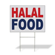 Weatherproof Yard Sign Halal Food Red Blue Bar Restaurant Truck Lawn Garden