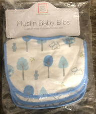 Swaddle Designs 3 Muslin Baby Bibs 100% Cotton Blue Forest NWT