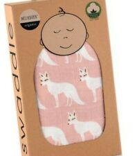 Milkbarn Retired Pink Fox Organic Muslim Cotton Swaddle Girls Baby Blanket New 