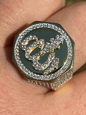 Real 14K Gold Vermeil 925 Silver Allah Islamic Arabic Ring Iced Diamond Hip Hop