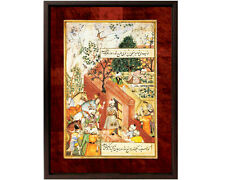 Framed Canvas: Babar Garden Left Panel -12x15 -Mughal Art - Islamic Gift/Decor