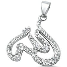 Sterling Silver Muslim Islam Allah Crystals CZ Pendant Necklace with 22” Chain