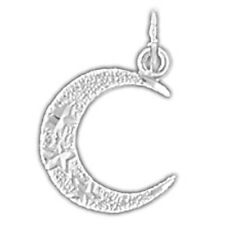 Polished Rhodium Plated 925 Sterling Silver Islamic Crescent Moon Charm