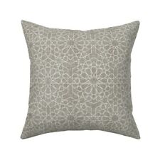 Line Geo Geometric Star Islamic Throw Pillow Cover w Optional Insert by Roostery