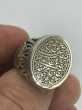 CUSTOM HANDMADE ENGRAVED VA MAN YATAGHE ALLAH ON TOP MEN'S 925 SILVER RING 