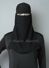 Saudi Style Muslim Women Single Layer One Piece Niqab Face  Veil Black