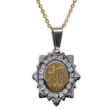 Small Gold Silver Crystal Allah Necklace Chain Islamic Arabic God Islam Muslim