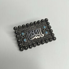 ISLAMIC ARABIC SILVER BROOCH PIN FILIGREE TURQUOISE ALLAH 900 NuNu Turkey