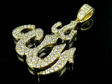 Unisex 14K Yellow Gold Over Islamic Arabic Allah 1Ct Diamond Charm 1.5'Pendant