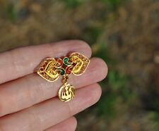 21K SOLID GOLD INTRICATE ENAMEL BROOCH PIN - 18K CHARM ALLAH ARABIC ISLAM QURAN