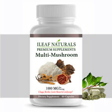 iLeafNaturals Multi Mushroom – Royalty Blend - 1000 MG - 60 Veggie Capsules