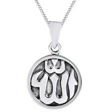 Allah Symbol Islamic God Pendant 14K White Gold Over 925 Sterling Silver