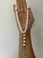 White Agate Islamic Prayer 33 Beads, Tasbih, Misbaha, Rosary, Tasbeeh, 10mm