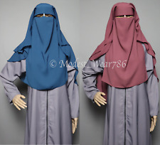 Saudi Style Muslim Women Niqab Burqa Veil Hijab Three Layer Korean Chiffon Black