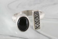 M. SIIM STERLING ONYX ETCHED BAND WRAP AROUND ISLAMIC RING 925 SIGNED 5093