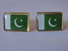 Pakistan Flag Cufflinks--Pakistani Asian South Asia Lahore Islamabad Muslim 