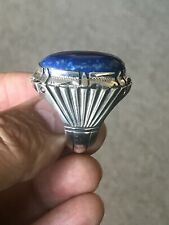 CUSTOM HANDMADE ENGRAVED MEN'S SILVER RING WITH BEAUTIFUL GENUINE LAPIS/LAGEVARD