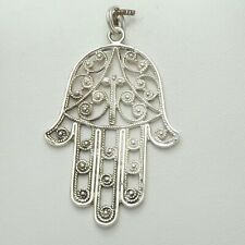 Sterling Silver Jewish Muslim Hamsa Hand Filigree Charm Pendant 4gr