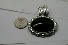 Vintage MIDDLE EASTERN Islamic STERLING SILVER  BLACK ONYX PENDANT  A26