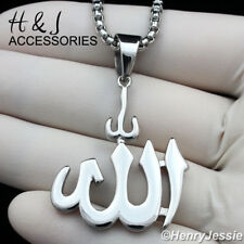 18-36"MEN Stainless Steel 3mm Silver Box Chain Simple Muslim Allah Pendant*AP107