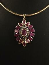 Antique 19th Century Qajar / Ottoman Islamic 14k Gold, Garnet & Diamond Pendant 