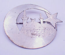 Antique 800 Silver Muslim Mosque with Crescent and Star Brooch C Clasp