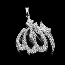  ARABIC "ALLAH" Almighty Islamic White Gold tone On Sterling Silver Pendant Set