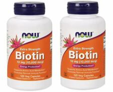 Now Foods, Biotin, Extra Strength, 10 mg (10,000 mcg),120 Veg Capsules - 2 Packs