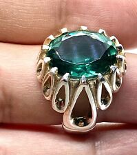 Authentic Natural Green Amethyst Sterling Silver 925 Ring 11 CT | 10 US