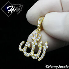 MEN WOMEN 925 STERLING SILVER ICY DIAMOND GOLD SMALL MUSLIM ALLAH PENDANT*GP309