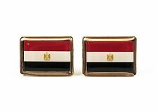Egypt Flag Cufflinks--North African Africa Muslim Islamic Arabic Egyptian Cairo
