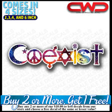 Coexist Decal Sticker LBGT Christian Muslim Jewish Peace Love 500021