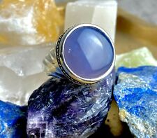 Authentic Yemeni Agate BlueSky  Saffron Aqeeq Sterling Silver Ring 10 US