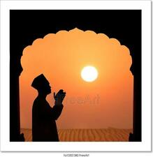 Silhouette Of A Muslim Male Praying On Art Print Home Decor Wall Art Poster - E