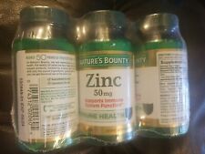 Pack of 3 Nature's Bounty Zinc 50 mg Caplets 100 ea (300 Total) Exp: 09/2024