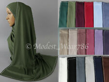 Semi Maxi  Cotton  Jersey Hijab Scarf Muslim Headcover Silver Stones 170X70 CM