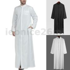 US STOCK Men's Muslim Abaya Dubai Kaftan Loose Maxi Saudi Jubba Thobe Dress Robe