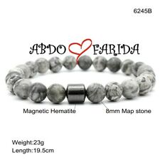 Hematite Magnet Bracelet Lava Map Tiger Howlite Stones Muslim MB-6245B-01