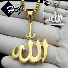 18-36"MEN Stainless Steel 3mm Gold/Silver Box Chain Muslim Allah Pendant*P107