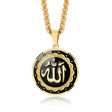 Gold Vintage Muslim Islamic Allah Pendant Men Man Necklace Chain Stainless Steel