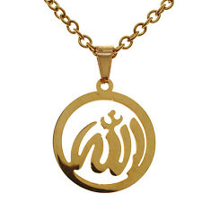 Gold Plated Stainless Steel Muslim Islamic Arabic God Allah Necklace Chain 